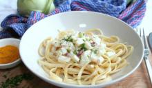 Rezept Linguini mit Kohlrabiwürfel und Kräuter-Rahm-Soße